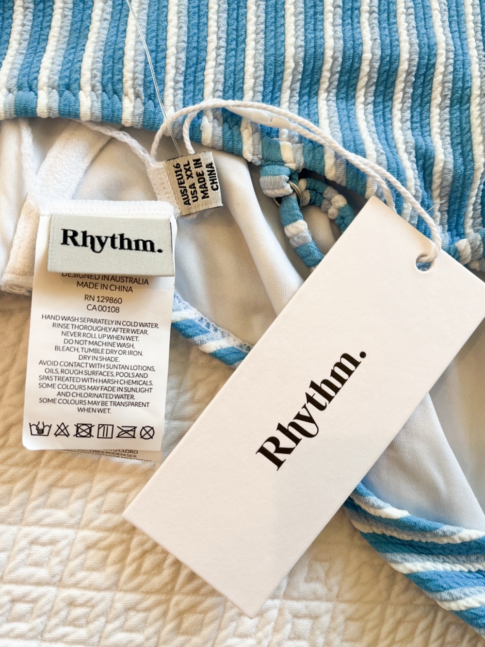 NWT Anthro Rhythm Sunbather Striped Underwire One Piece Swimsuit Size XXL Ocean - Picture 13 of 13